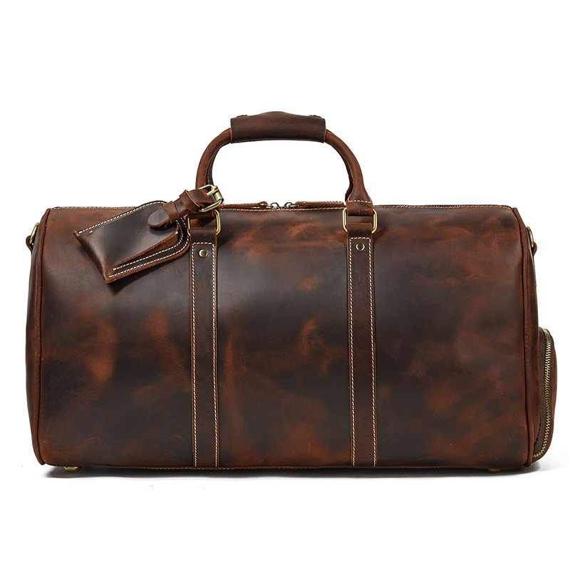 Retro Crazy Horse Leather Travel Men's Leather Luggage Bag - Image 5