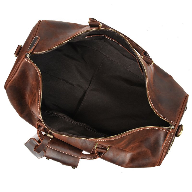 Retro Crazy Horse Leather Travel Men's Leather Luggage Bag - Image 2