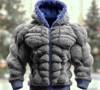 Cozy Plush Full Zip Men’s Christmas Muscle Line Hoodie