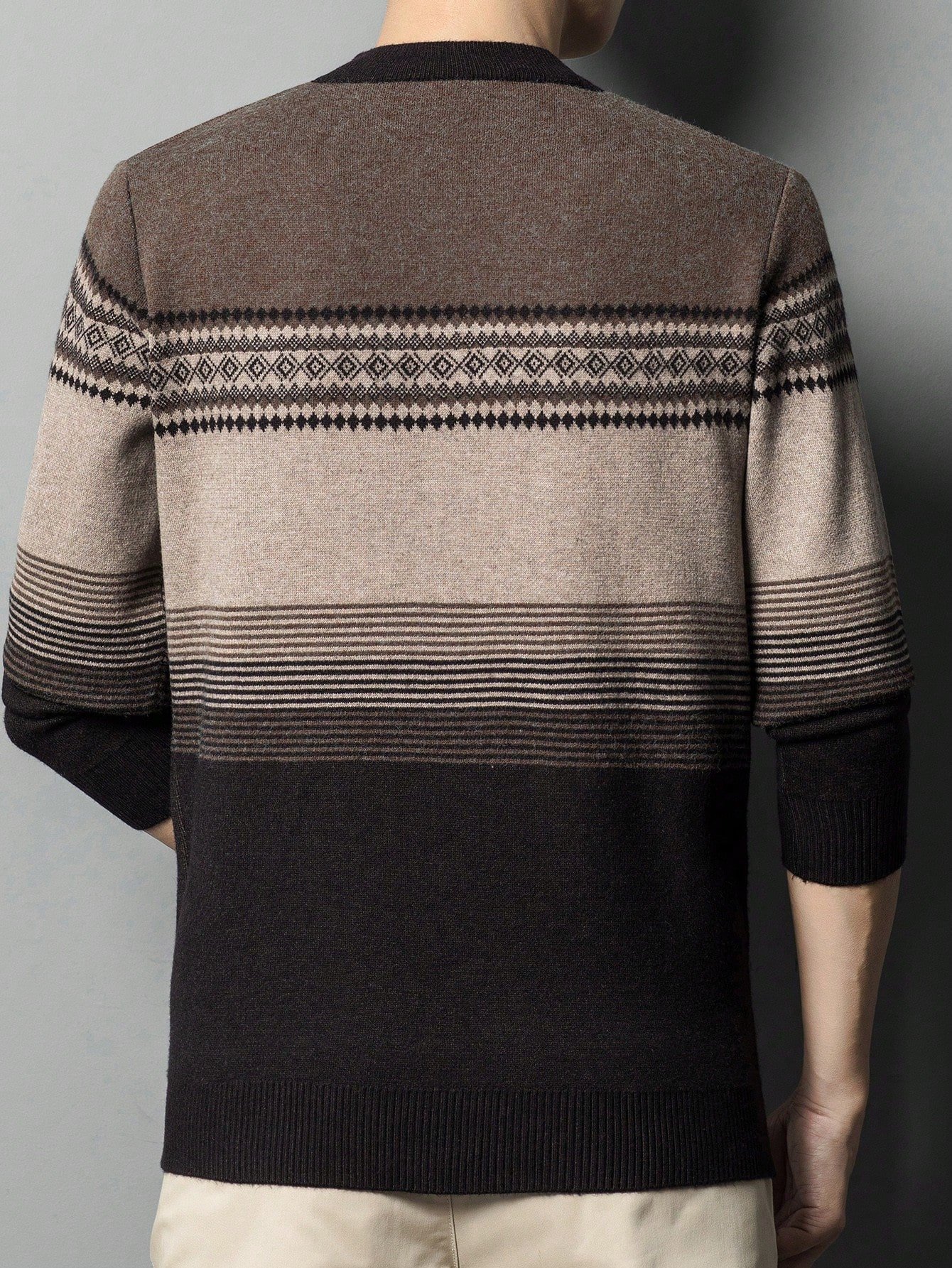 Men’s Striped Sweater – Casual Long Sleeve Knit Style - Image 3