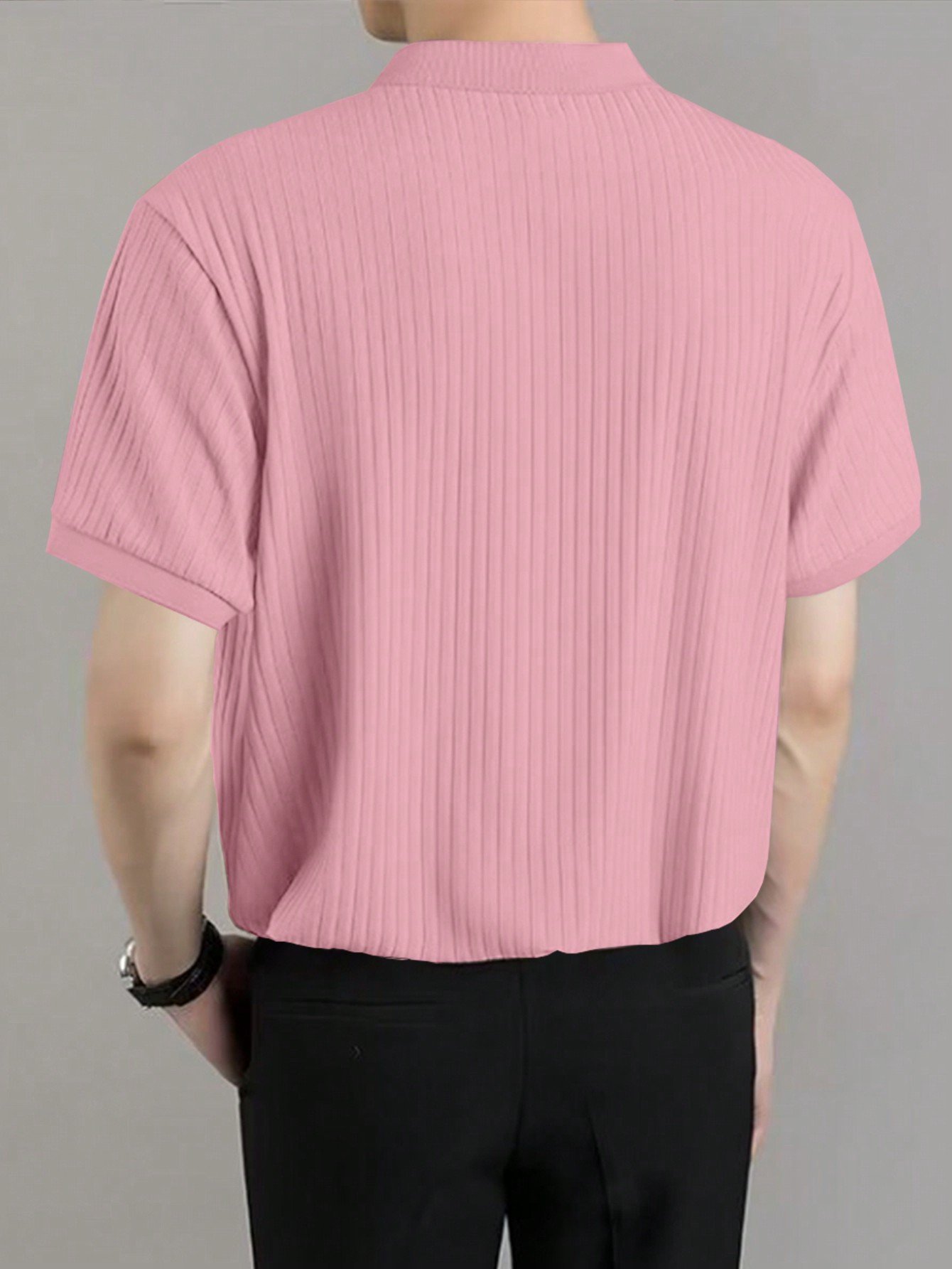Men’s Solid Color Short Sleeve Polo Shirt – Classic Casual Style - Image 2