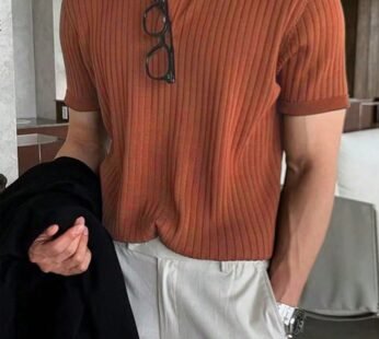 Men’s Fine Ribbed Polo Shirt – Timeless Old Money Style