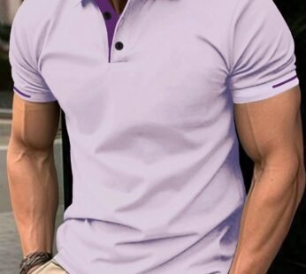 Men’s Solid Color Short Sleeve Polo Shirt – Classic Casual Style