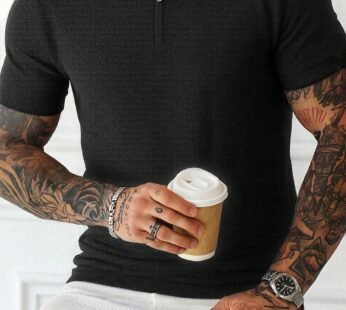 Men’s Solid Color Short Sleeve Polo Shirt – Classic Casual Style