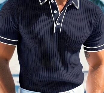 Men’s Color Block Summer Polo Shirt