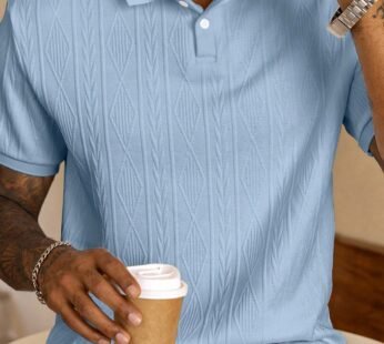 Men’s Textured Knitted Polo Shirt – Stylish Casual Design