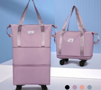 Folding Luggage Bags Expandable Rolling Duffle Pack With Wheel Large Capacity Oxford Clot Dry-Wet Separation Outdoor Weekend Bag