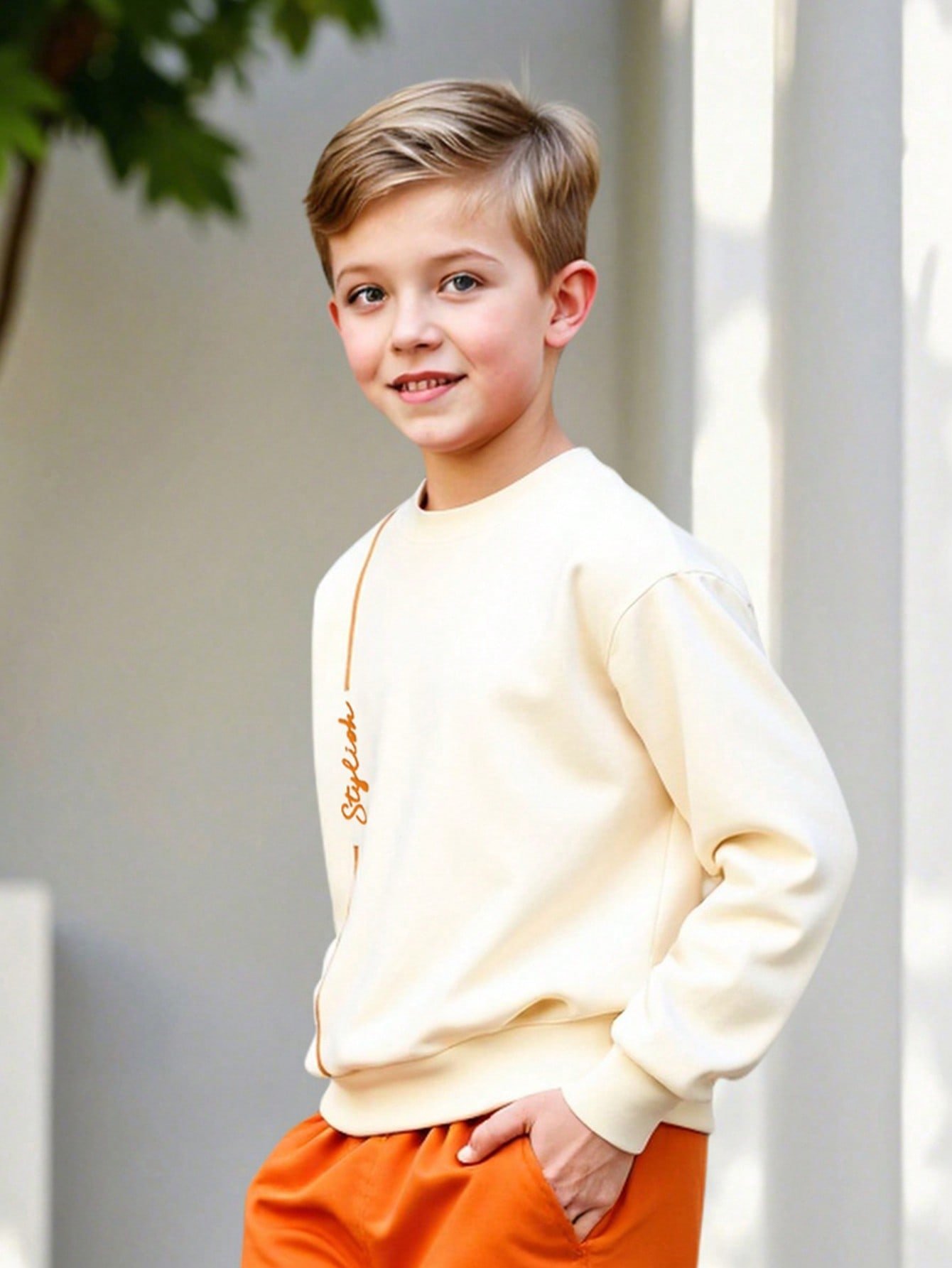 2-Piece Boys' Casual Tracksuit Set – Letter Print Sweatshirt & Jogger Pants | Soft Knit Outfit by Sag Clothing - Image 2