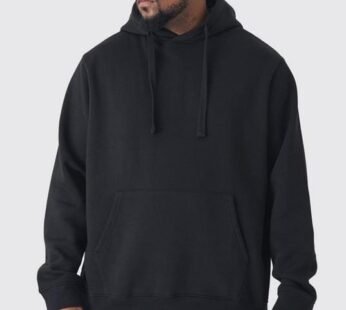 330GSM Plus Regular Fit Hoodie in Black