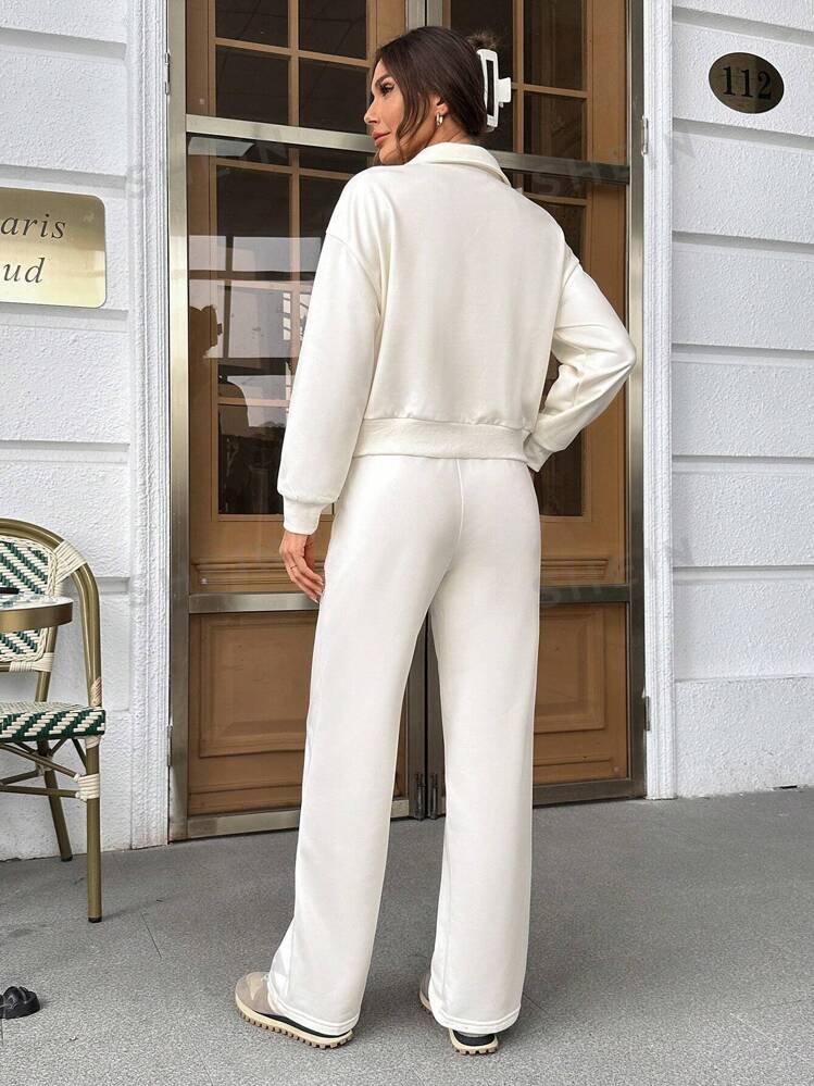 Off White Quarter-Zip Tracksuit Set - Image 5