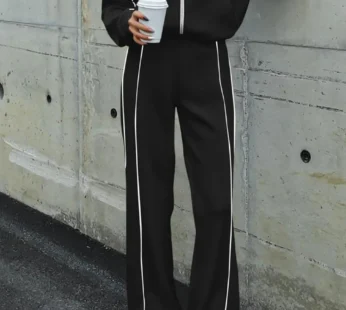 Black Pipeline Zip Tracksuit Set