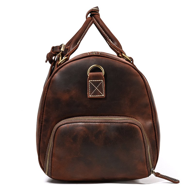 Retro Crazy Horse Leather Travel Men's Leather Luggage Bag - Image 3
