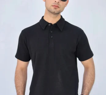 Waffle Knit – Black Polo