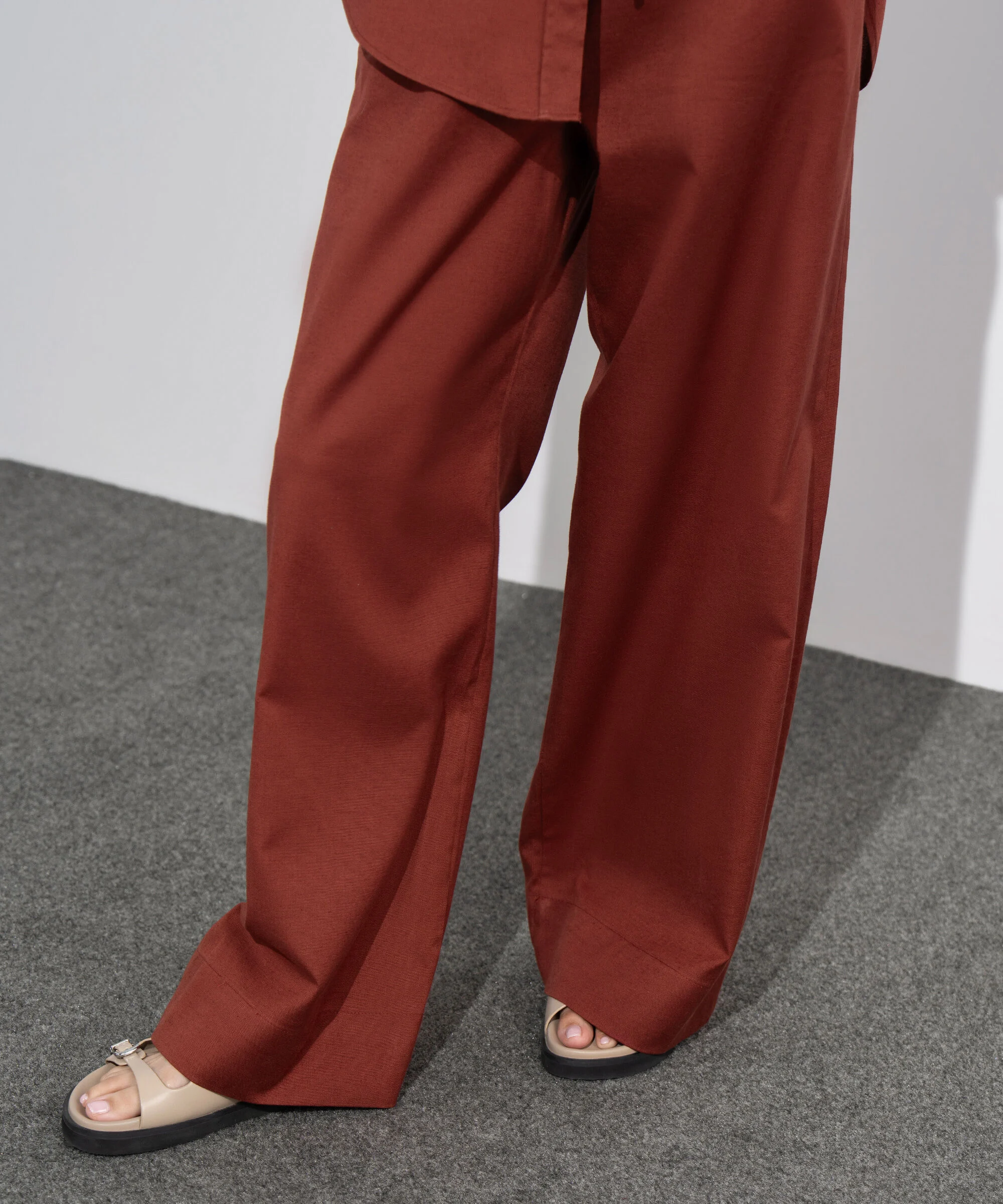 Women’s Linen Blend Coord Set – Maroon - Image 4