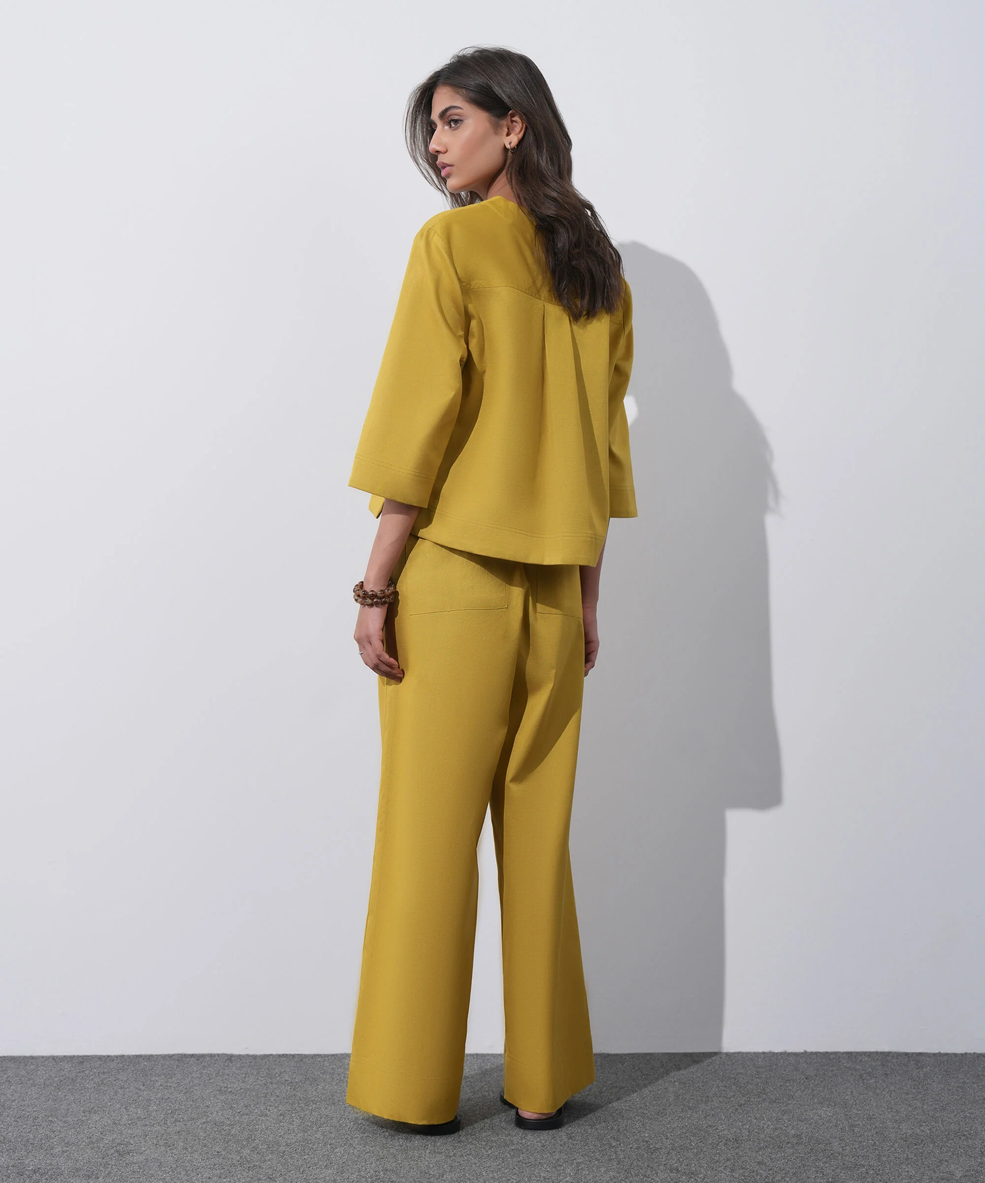 Women’s Linen Blend Coord Set – (Mustard) - Image 2