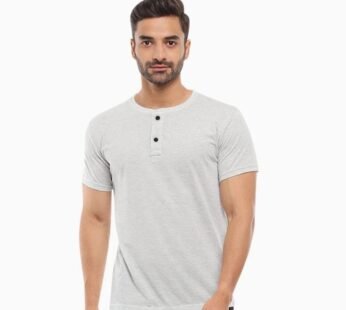 HENLEY NECK NICE FIT SOFT COTTON TEE FOR MEN