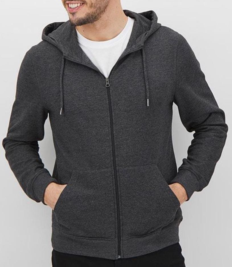 Charcoal Fleece Big Size Zipper Hoodie
