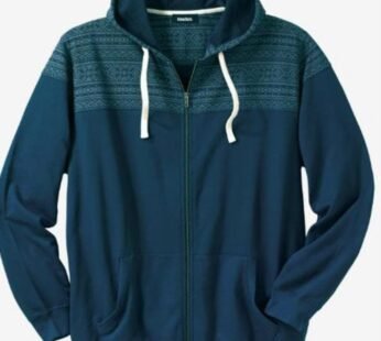 Blue Terry Big & Tall Size Snow Lodge Hoodie