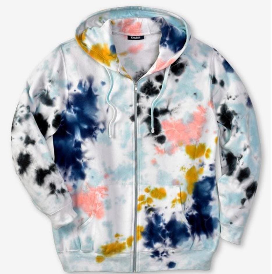 Cool Blue Marble Fleece Big & Tall Size Zipper Hoodie