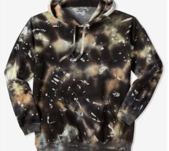Burnout Tie Dye Novelty Fleece Pullover Hoodie
