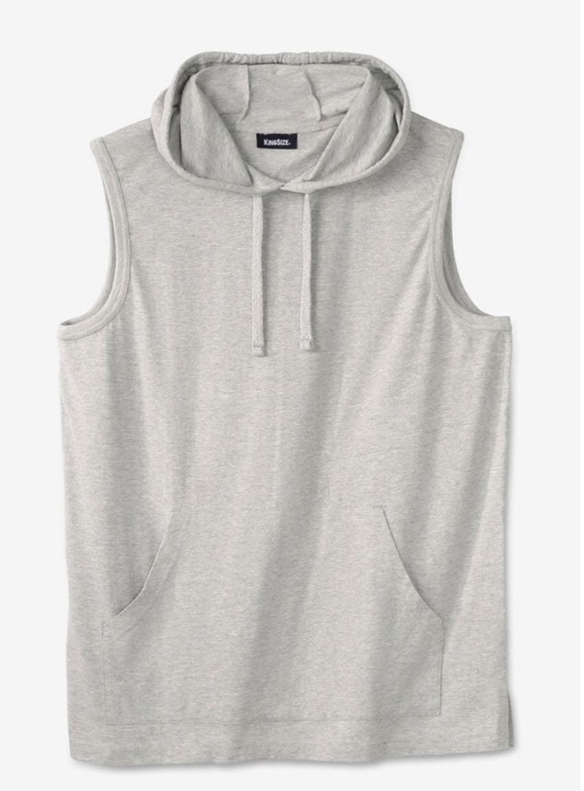 Heather Grey Lightweight Jersey Muscle Hoodie Tee - Image 2