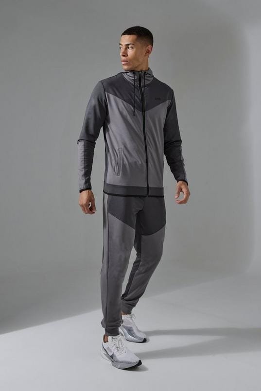 Active Colour Block Funnel Hooded Tracksuit