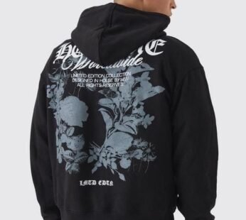 Boxy Homme Tonal Print Hoodie