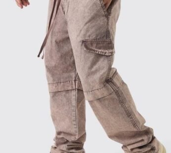 Elasticated Waist Oil Wash Ripstop Cargo Trousers