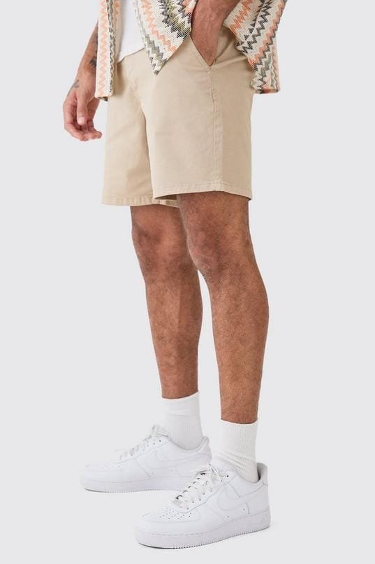 Fixed Waist Slim Fit Chino Shorts