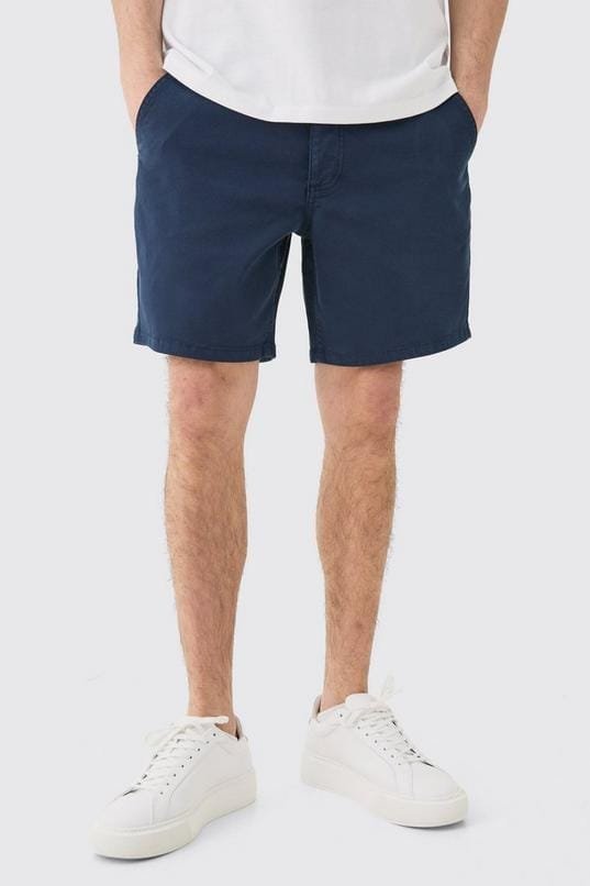 Fixed Waist Slim Fit Chino Shorts