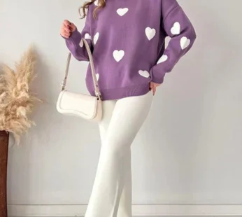 Women’s Winter Heart Printed 2 Piece Co-Ord Set