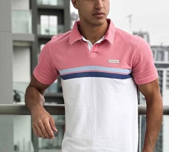Nextage Pink Dyed Stripe Polo Cargo Shirt