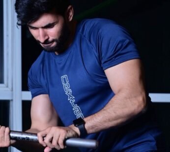 NEXTAGE Slogan Navy Blue Dri Fit Shirt