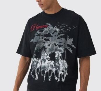 Oversized Boxy Western Horse T-Shirt