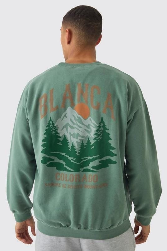 Oversized Colorado Mountains Graphic Sweatshirt