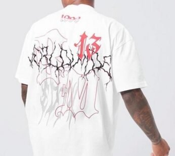 Oversized Extended Neck Graffiti T-shirt