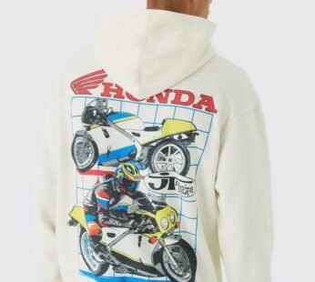Oversized Honda JT Racing License Print Hoodie