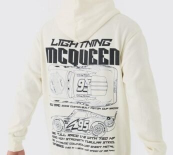 Oversized Lightning McQueen Pixar Cars License Print Hoodie