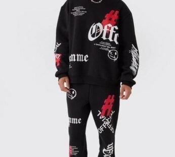 Oversized Man Graffiti Sweatshirt Tracksuit