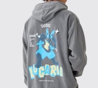 Oversized Overdye Pokemon Lucario License Hoodie