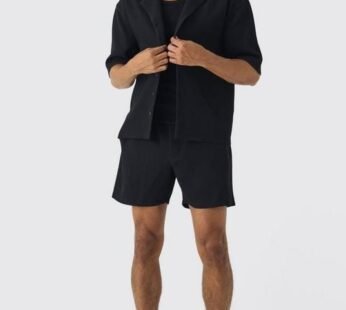Oversized Short Sleeve Pleated Shirt And Short