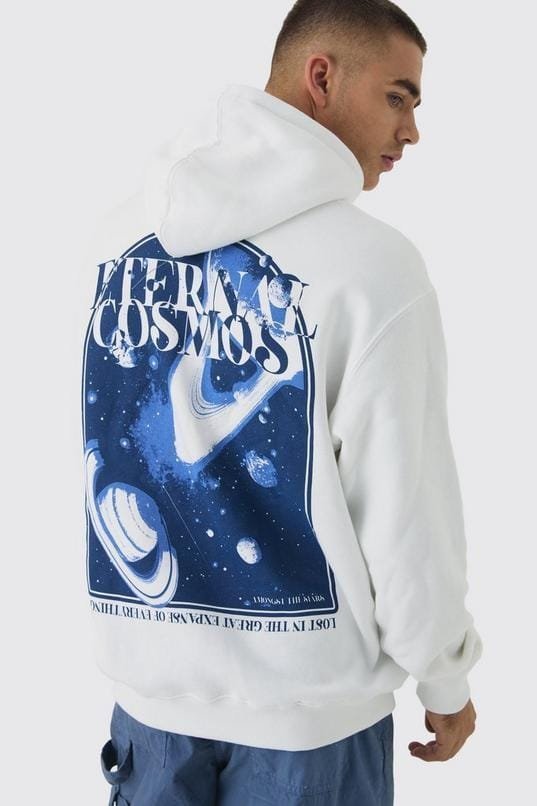 Oversized Space Back Graphic Hoodie