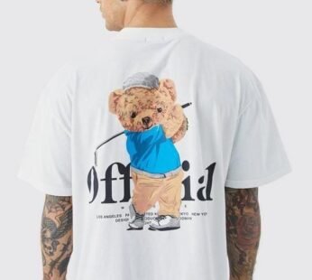 Oversized Teddy Graphic Ringer T-shirt