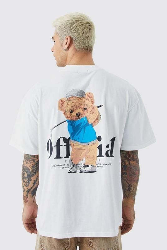 Oversized Teddy Graphic Ringer T-shirt