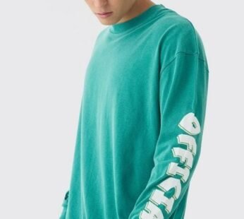 Oversized Washed Official Printed Long Sleeve T-Shirt
