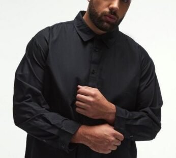 Plus Oversized Fit Oxford Shirt In Black