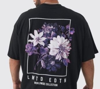 Plus Oversized Floral Back Graphic T-shirt