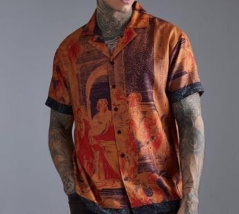 Short Sleeve Oversized Slub Painting Shirt