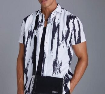 Short Sleeve Slub Large Scale Aztec Shirt