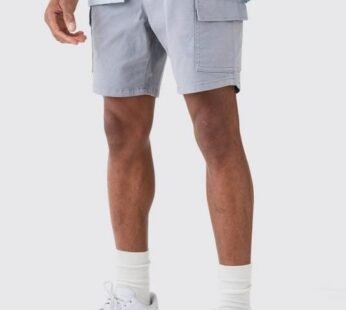 Slim Fit Elasticated Waist Cargo Shorts